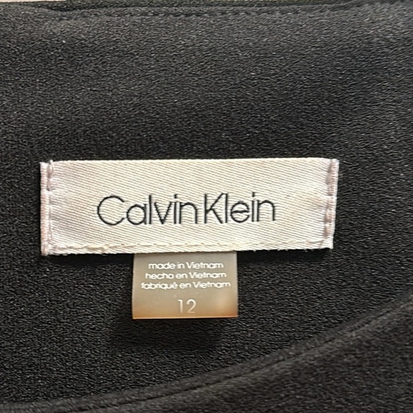 Calvin Klein Black Boat neck Bell Sleeve Sheath Dress Sheer Accents Size 12 - Picture 7 of 13